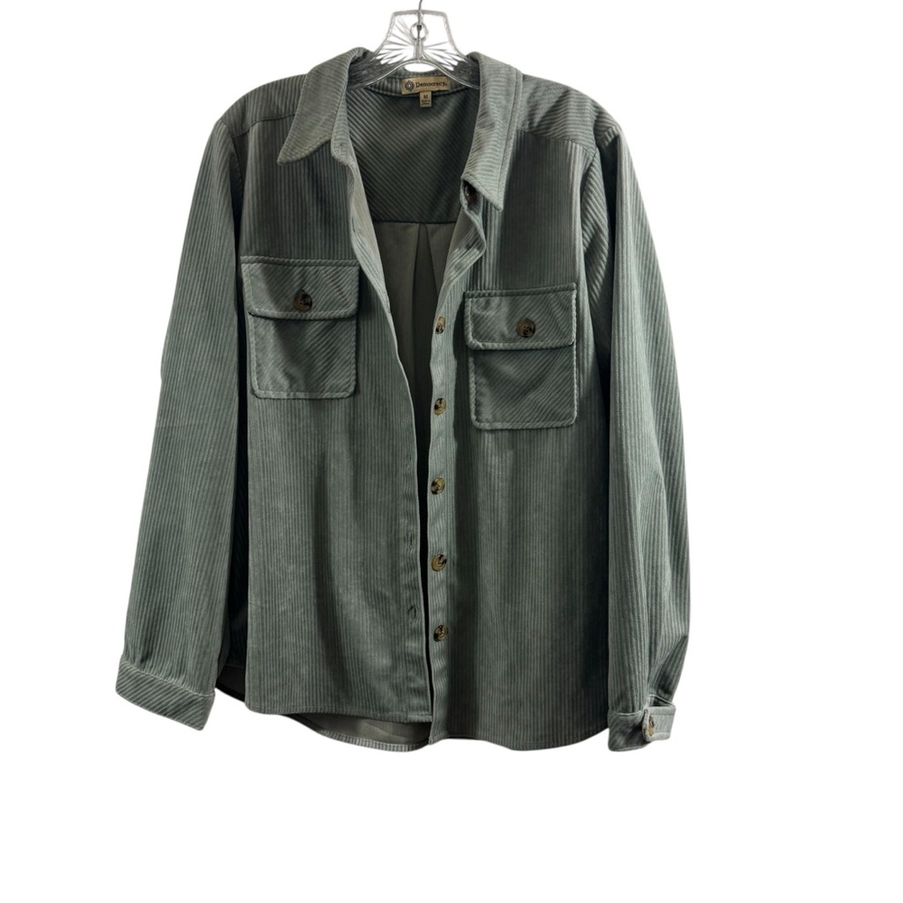 Democracy corduroy shirt jacket Shacket in sage green side pockets Size medium